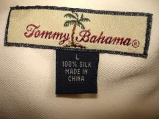 Tommy Bahama Mens Embroidered Silk Shirt Large L  