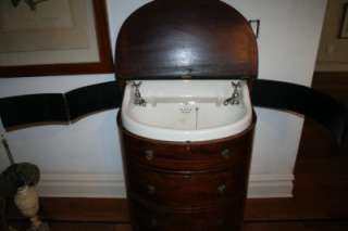 Antique Porcelain Sink and Wooden Bathroom Vanity Hidden  