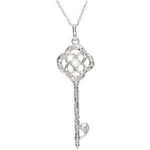   Silver Diamond Vine Key Necklace 1/10ct 18 Inch   JewelryWeb Jewelry