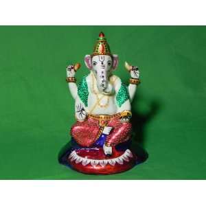  Shree Ganesh Brass Statue 3.5 with Meena work Everything 