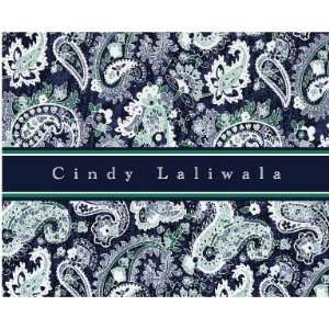   Personalized Stationery, Blue Paisley Design