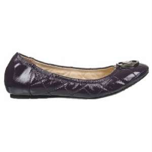 MICHAEL KORS Fulton Quilted Ballet Crinkled Patent Purple Flat Shoes 