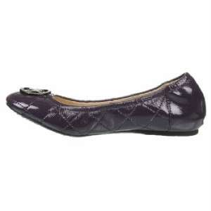 MICHAEL KORS Fulton Quilted Ballet Crinkled Patent Purple Flat Shoes 