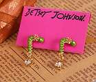 Betsey Johnson Picnic Green Worm Flower Stud Earrings  