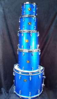 Gretsch USA Custom Drum Set Kit Blue Sparkle Nitron NOS  