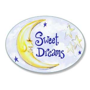    The Kids Room Sweet Dreams with Yellow Moon Oval Wall Plaque Baby