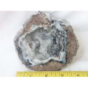  Agate Rimmed Hollow Geode with Crystals, 8.47.6 