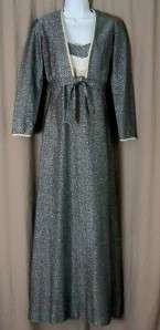 Vintage 1970s SHADY LANE Silver Metallic Long Dress/Short Jacket 