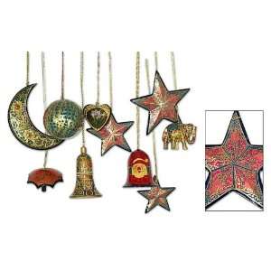  Papier mache ornaments, Persian Carol (set of 10)