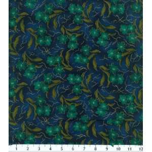 Calico Fabric Spaced Flowers On Navy:  Home & Kitchen