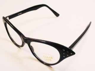   Bling Cat Eye Hip 50s Rhinestone Clear Lens Glasses P8101RSC  