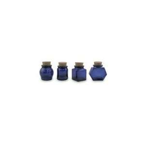  Mini Corked Jars with Assorted Shapes   Cobalt