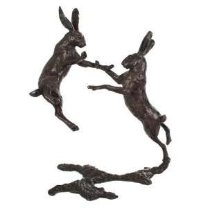  Limited Ed Hot Cast Bronze Sculpture Med Hares Boxing: Home & Kitchen