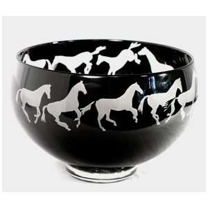  Correia Designer Art Glass, Bowl Horses, med b/w