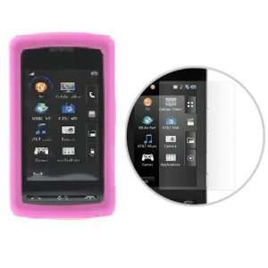  Durable Flexible Soft Hot Pink Silicone Skin Case + Clear 