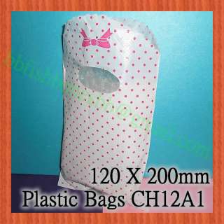 80Pcs Mini Plastic Gift Birthday Bags Pink Dot White Flower Strawberry 