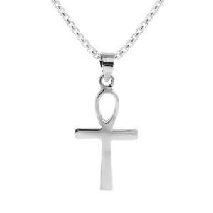  Sterling Silver Plain Cross Round Necklace Jewelry
