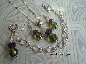 Scottish Thistle Crystal Necklace Bracelet & Earrings  