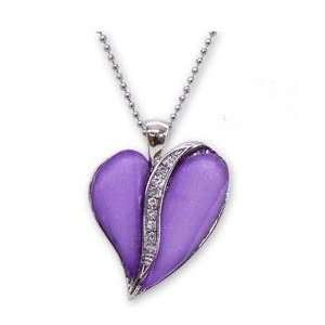 com Crystalline Heart Purple Lucite Pendant on 16 Chain Crystalline 