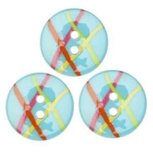  Fashion Button 3/4 Confetti Lines Turquoise By The 
