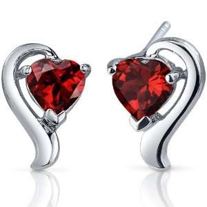  Cupids Harmony 2.00 Carats Garnet Heart Shape Earrings in 