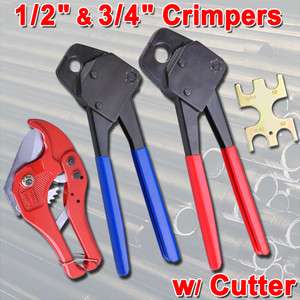 PEX Crimper Crimp Tool 1/2 & 3/4 w/ Gonogo Cutter  
