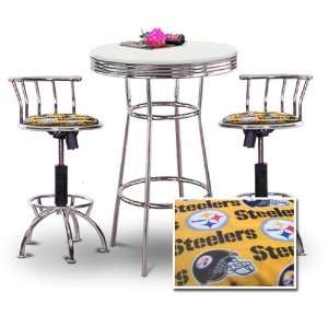 : Chrome Bar Table & 2 Chrome Adjustable 24 29 Pittsburgh Steelers 