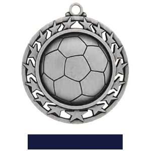  Hasty Awards Custom Soccer Medal 440S SILVER MEDAL/NAVY 