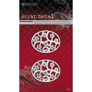  Scrapmetal Embellishments: Silver Floral Oval: Home 