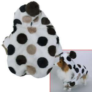  Hooded Dog Fluffy Coat Jacket w/ Dots   Size L: Pet 