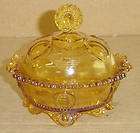 EAPG AMBER DEWEY SMALL BUTTER DISH INDIANA TUMBLER & GO