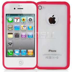  Ecell   NEW PINK SILICONE FRAME HARD BACK CASE FOR iPHONE 