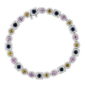  8.61 CTW Multicolor Sapphire and Diamond Bracelet 14K 