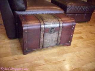 Old Fashioned Wood Storage Trunk Wooden Treasure Chest  