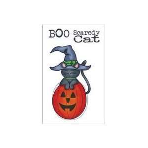   Unmounted Red Rubber Halloween Stamp Set scaredy Cat 
