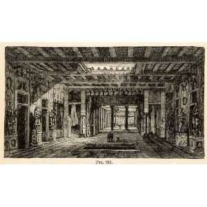  1876 Wood Engraving Interior House Pansa Pompeii Italy 