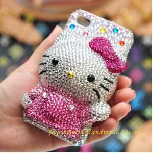  Handmade 3d Hello Kitty Swarovski Case for Iphone 4g/4s 