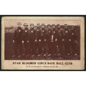  Star bloomer girls base ball club,uniforms,IN,c1905