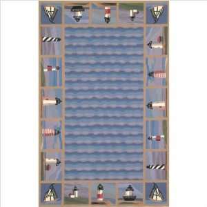   Lighthouse Waves Blue 1802 53 X 83 Area Rug: Home & Kitchen