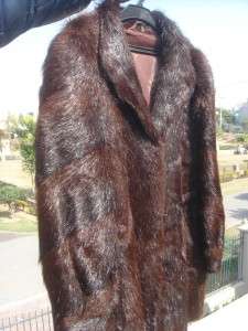 Vtg Brown River Otter Mink Beaver original Ladies Men FUR Coat Jacket 