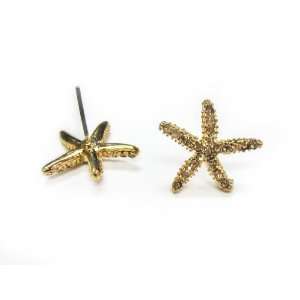    Golden Starfish Earrings with Crystals   Lead/nickel Safe Jewelry
