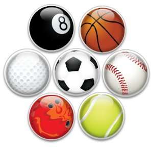  Decorative Push Pins or Magnets 7 Small Sport Balls 