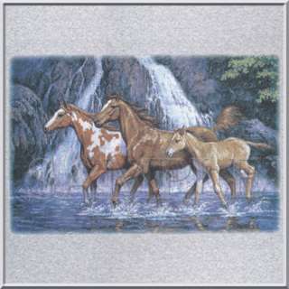 Waterfall Horses Painting T Shirt INFANTS,TODDLERS,KIDS  