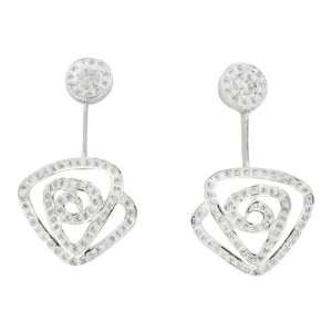    Rose Sterling Silver Earrings with Clear Crystals Sabrina Jewelry