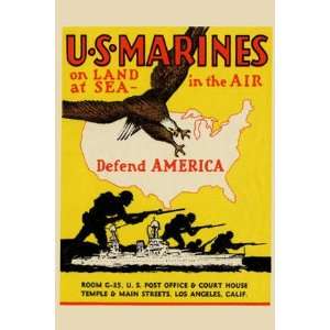  U.S. Marines Defend America 12x18 Giclee on canvas