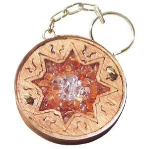   Gemstone and Wooden Amulet Lucky Aries Keychain 