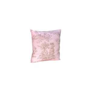  Pink and Brown French Toile Accent Decorative Throw Pillow 