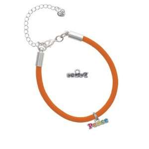   Colored Peace Charm on an Orange Malibu Charm Bracelet Jewelry