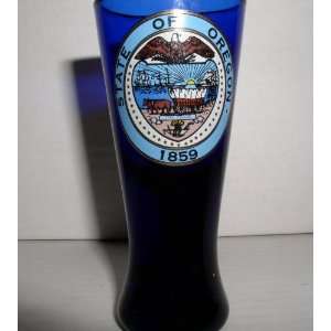 COLBALT BLUE TALL HOUR GLASS SHAPE OREGON SHOT GLASS:  
