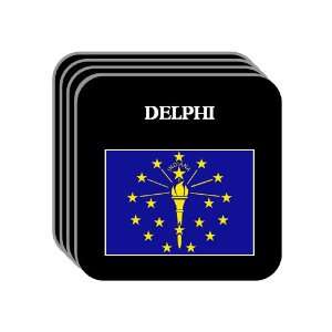 US State Flag   DELPHI, Indiana (IN) Set of 4 Mini Mousepad Coasters